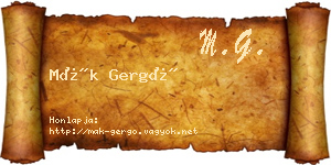 Mák Gergő névjegykártya